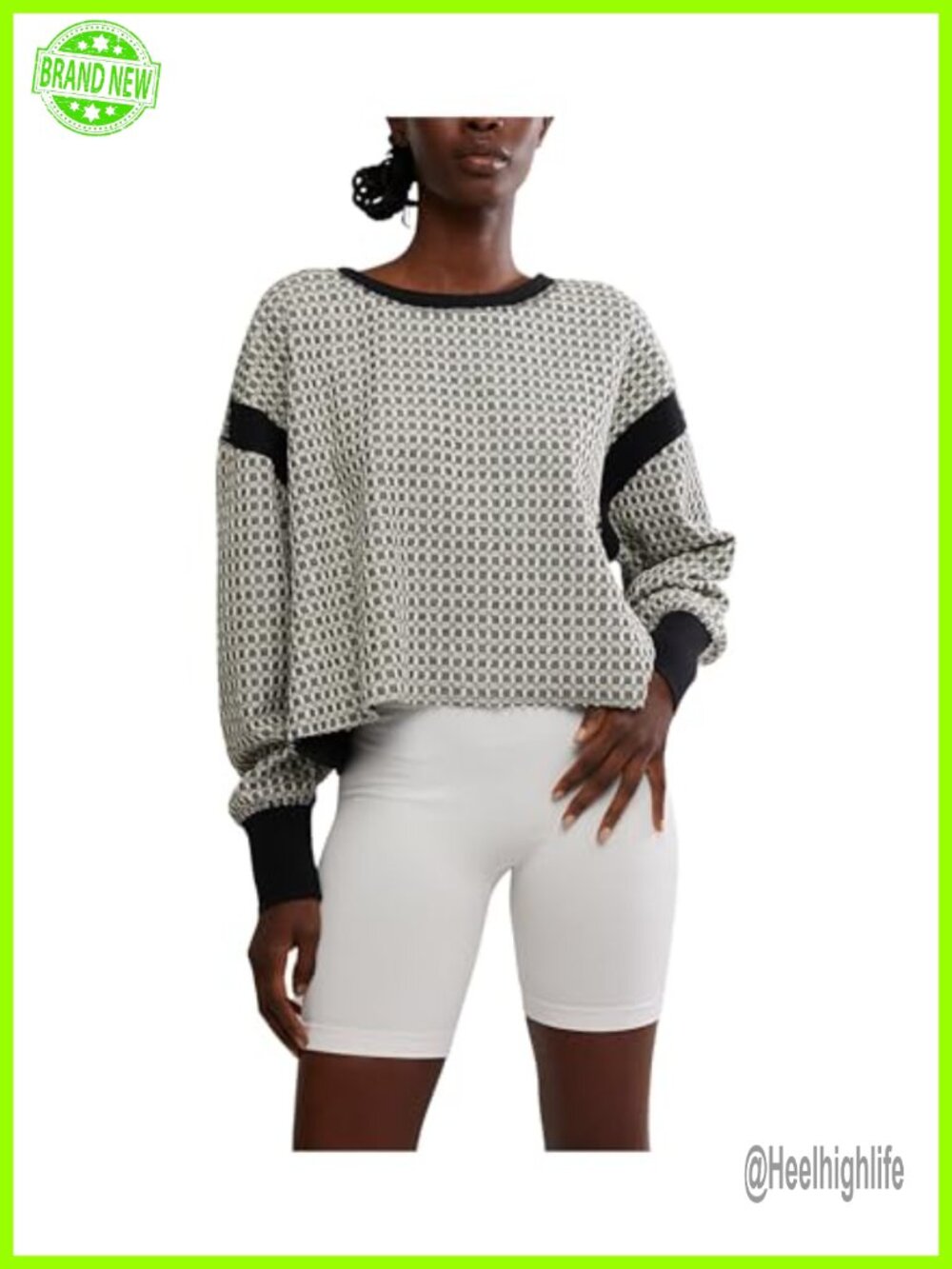 Slouchy Reversible Long Sleeve Crew Neck Active Top Relaxed Fit Pullover